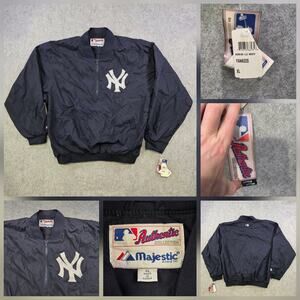 VTG New York Yankees Jacket Mens XL MLB‎ Baseball Pullover Windbreaker Majestic